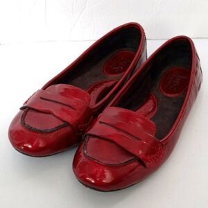 BOC Born Red Faux Patent Flats Penny Loafers Women Size 8.5